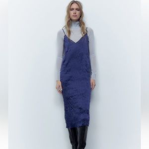 Zara Wrinkled And Satin Effect Dress